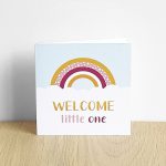 Kaart Regenboog 'Welcome little one' - Roze